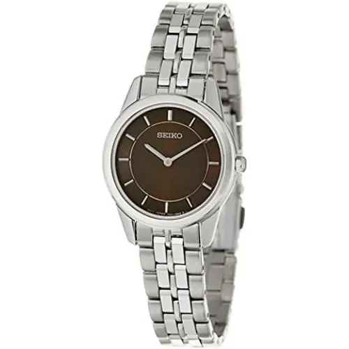 Seiko Brown Dial Quartz Analog Ladies Watch SFQ825P1 Stainless Steel - Dial: Brown, Band: Silver, Bezel: Silver