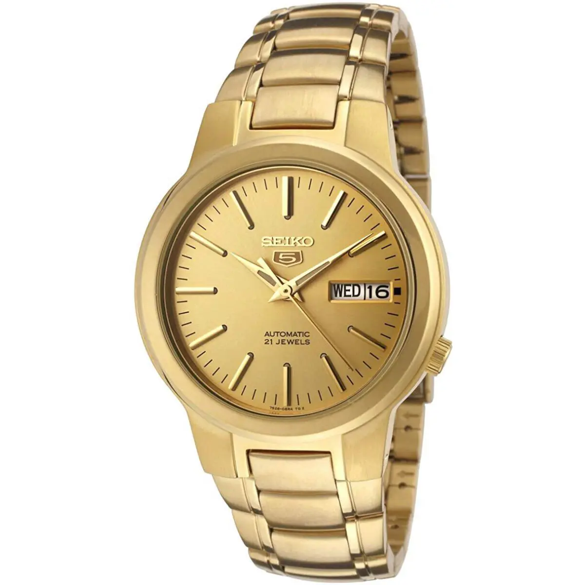 Seiko 5 SNKA10 Men`s Gold Tone Stainless Steel Gold Dial Automatic Watch