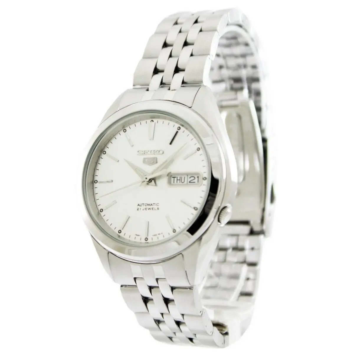 5 Stainless Steel Automatic 21 Jewels White Dial SNKL15K1 Men`s Watch by Seiko