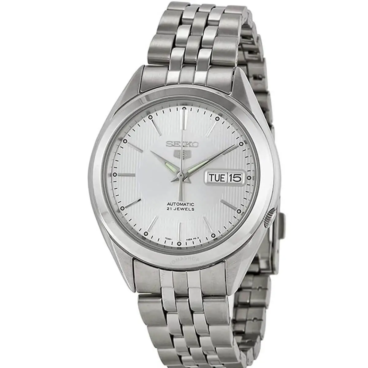Seiko Men`s Watch 5 Sports Automatic Day-date Silver Dial Bracelet SNKL15K1