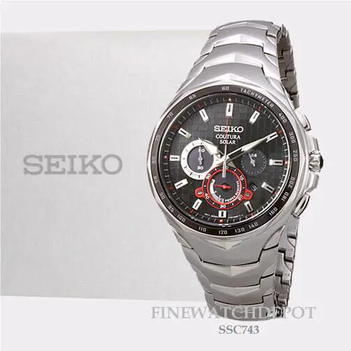 Seiko Men Solar Coutura Black Dial with Pixelated Pattern Watch SSC743