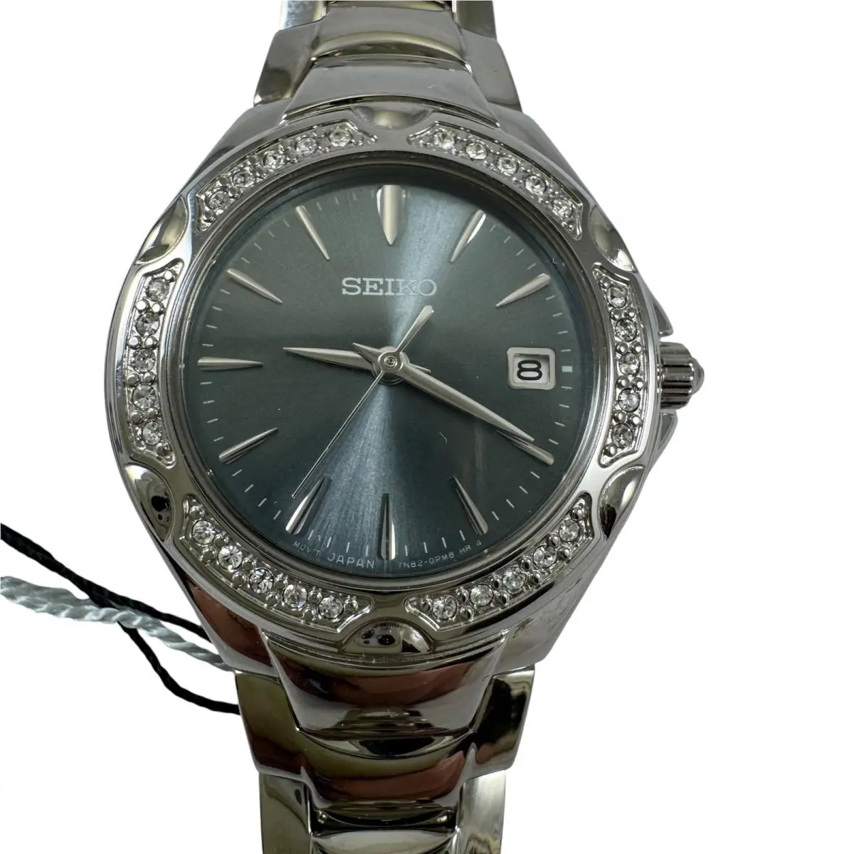 Seiko Womens Swarovski Crystal Sporty Light Blue Dress Watch SXDC51 Quartz