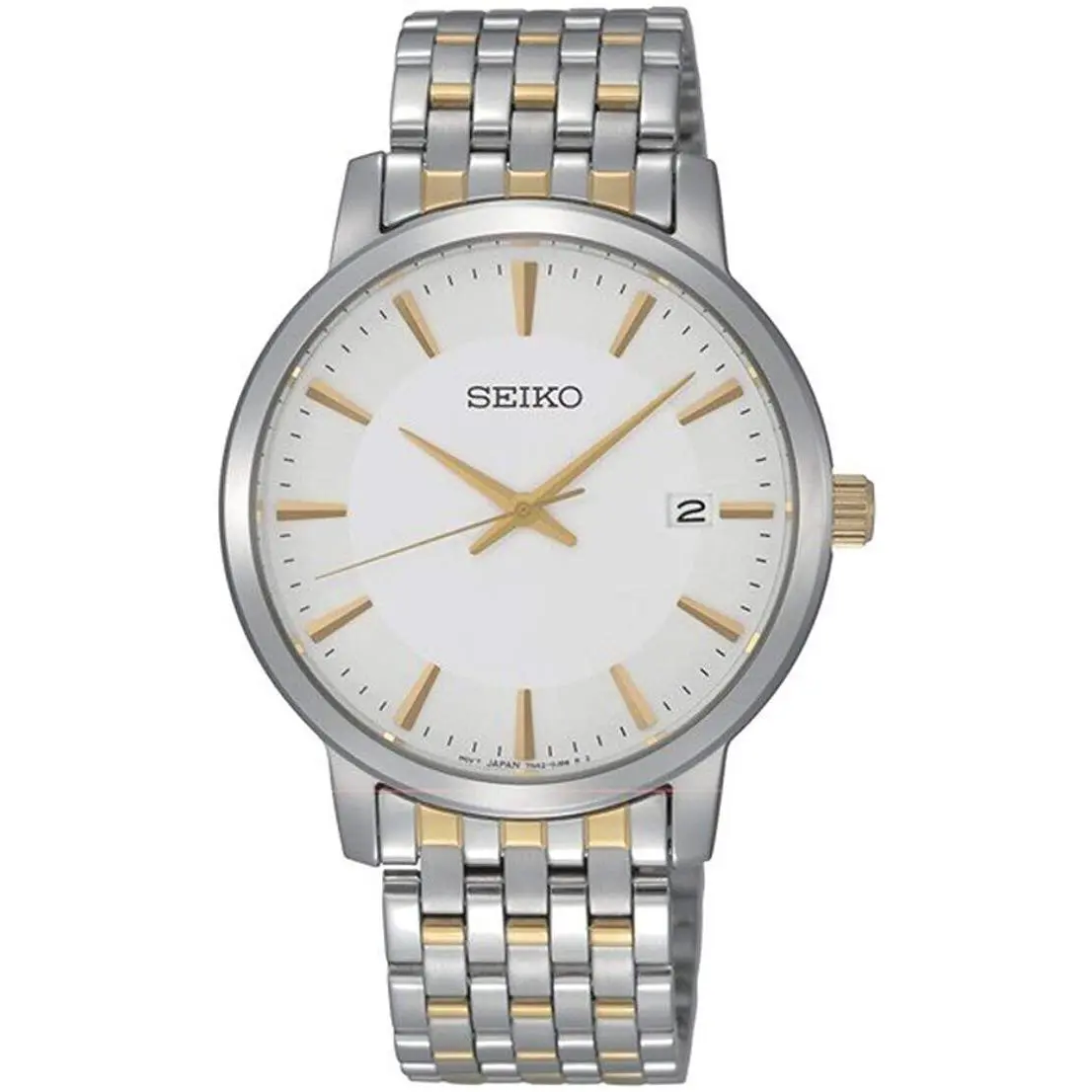 Seiko Men`s SGEF91 White Dial Two Tone Stainless Steel Bracelet Quartz Watch