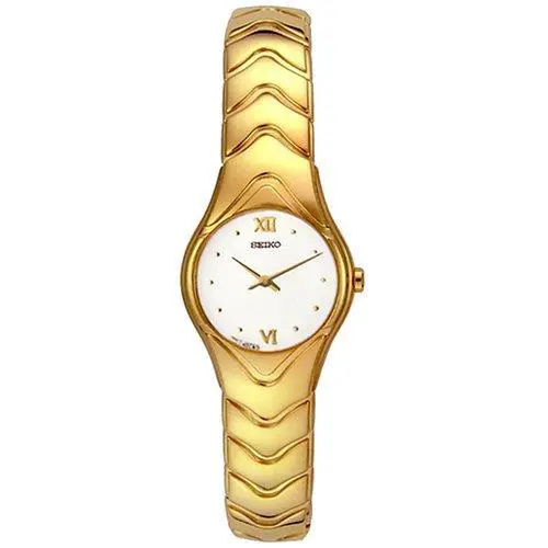 Seiko Stainless Steel Women`s Dress Watch SUJ616 Gold-tone White Dial