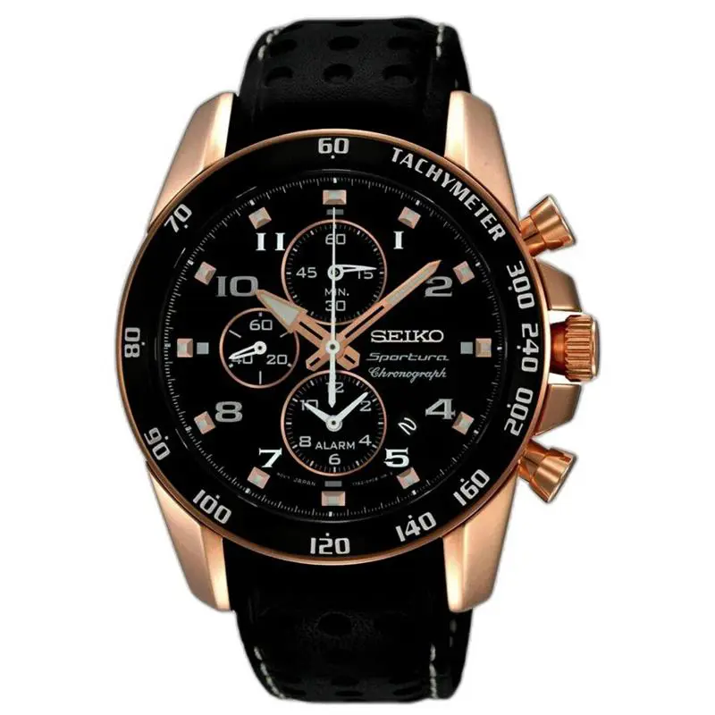 Seiko Sportura Quartz Chronograph Black Dial Watch SNAE80