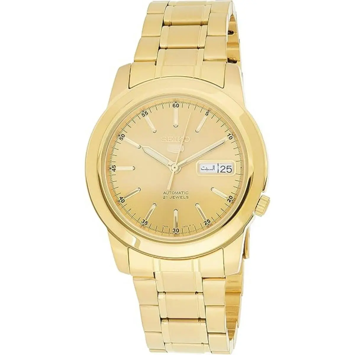 Men`s Watch  5 Automatic Gold Dial Stainless Steel Bracelet SNKE56K1 by Seiko