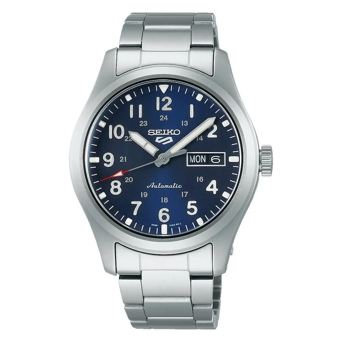 5 Sports SRPG29 Men`s Stainless Steel Blue Field Dial Automatic Watch by Seiko