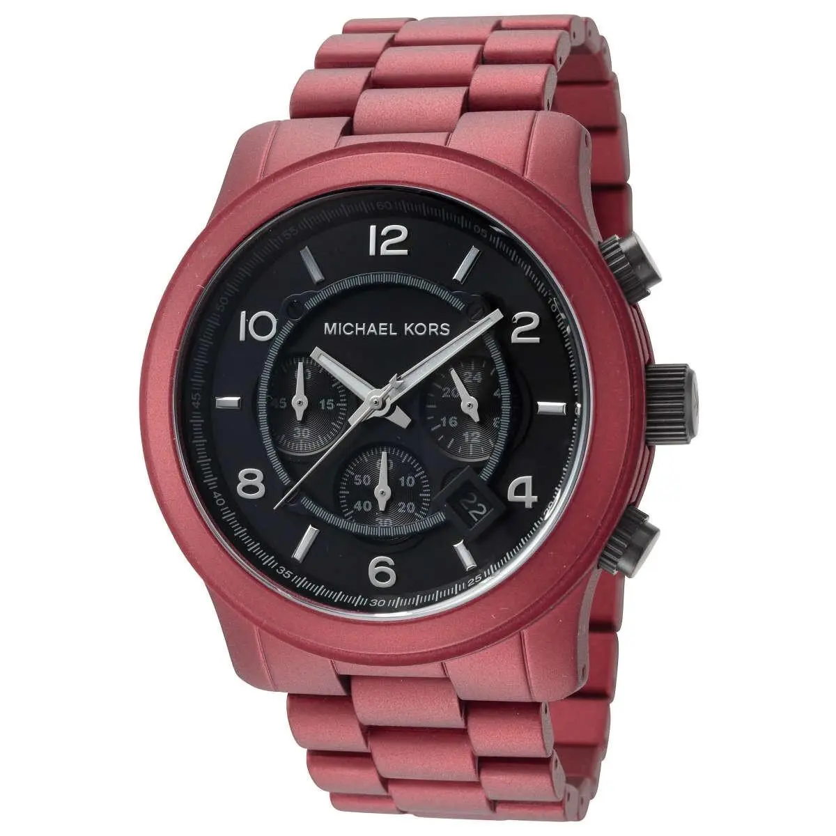 Michael Kors Men`s 45mm Runaway Quartz Black Dial Red Tone 100mm SS Watch