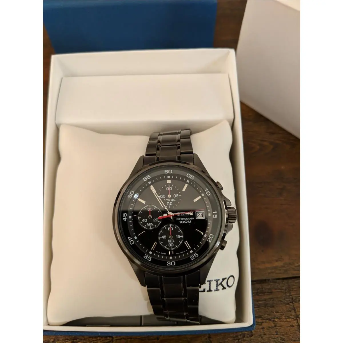 Seiko SKS493 Mens Stainless Steel Black Bracelet Band Black Dial Watch