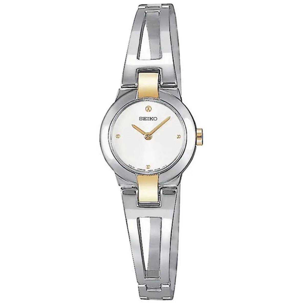 Seiko Women`s Stainless Steel Two Tone White Dial Bangle Watch SUJ704