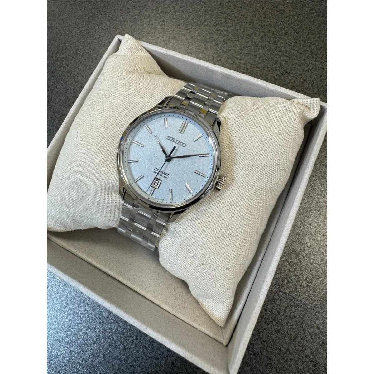 Seiko Men`s Presage Automatic Japanese Garden Blue Steel Band Watch SRPF53