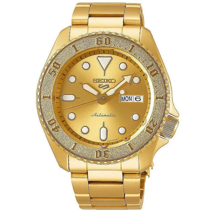 Seiko SRPE74 Seiko 5 Sports Men`s Gold-tone 42.5mm Stainless Steel Watch