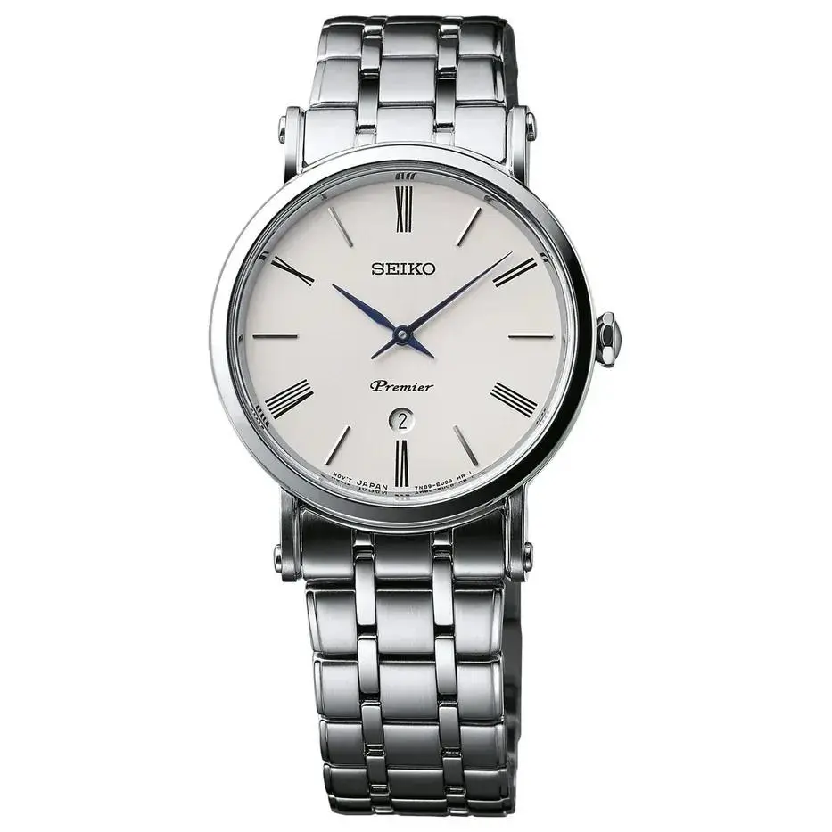 Seiko Premier Date Calendar 30.5mm Quartz Stainless Steel Japan Watch SXB429
