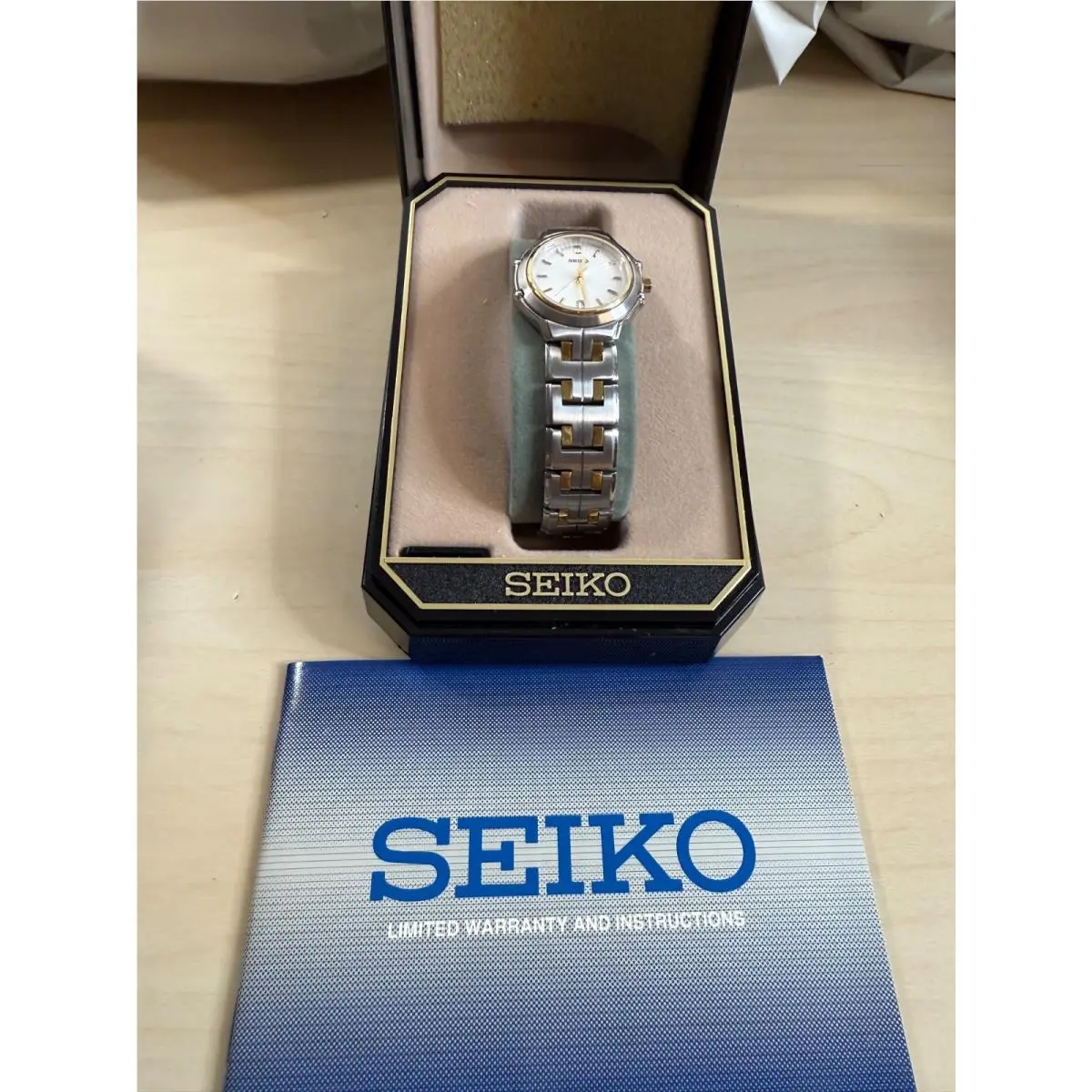 Women’s Sonata 18K Gold Stainless Steel Watch 7N82-H97 – Box Papers by Seiko