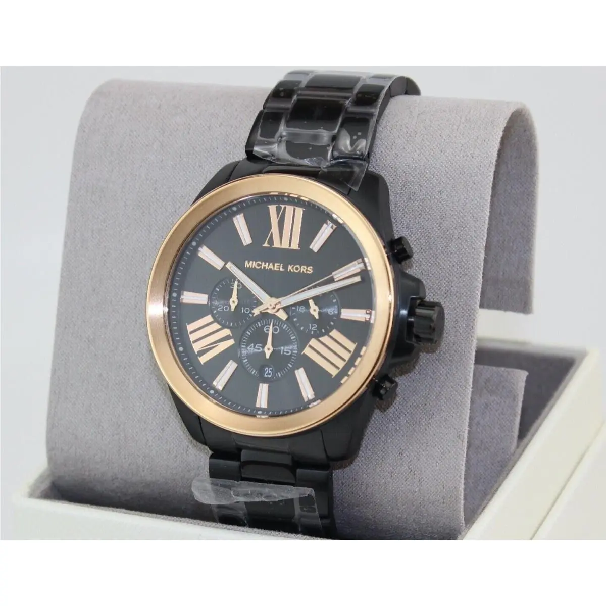 Michael Kors Wren Black Rose Gold Chronograph MK8933 Men`s Watch