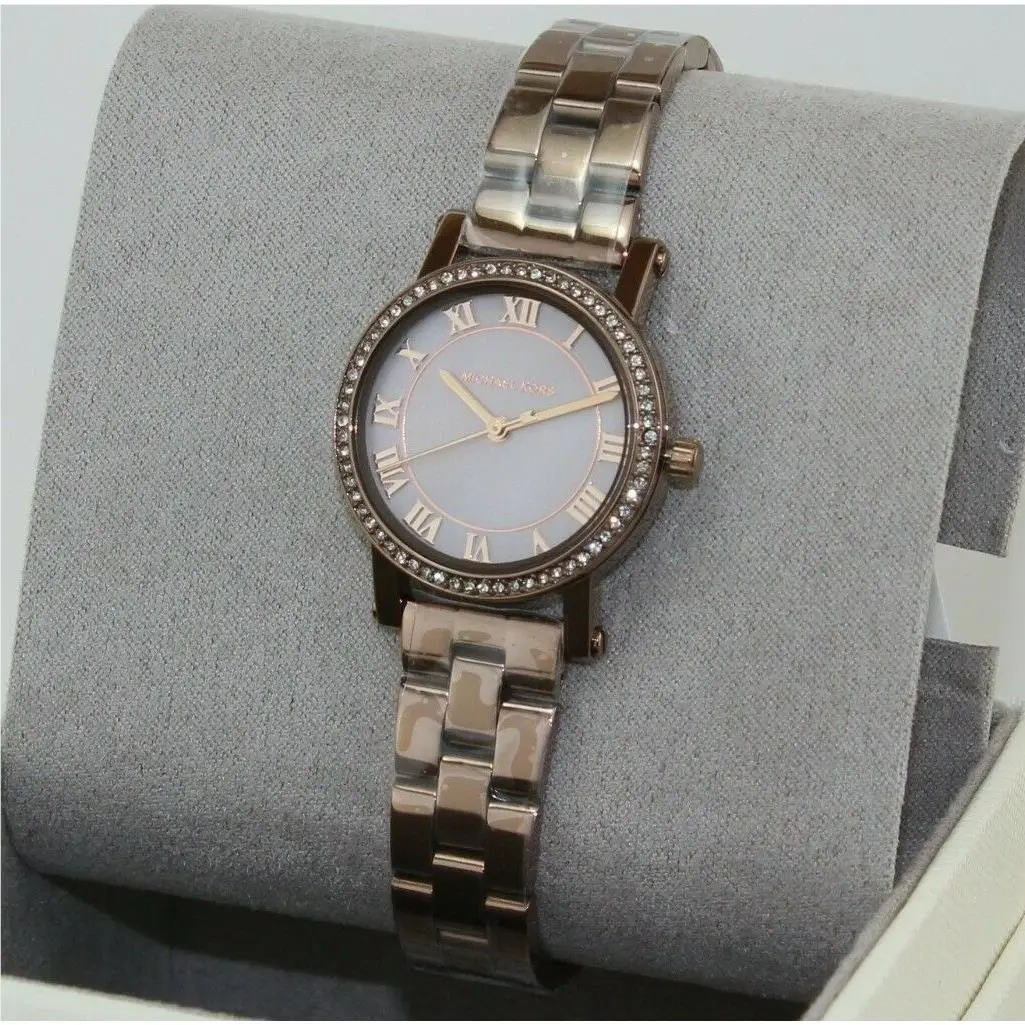 Michael Kors Petite Norie Sable Brown Crystals Womens MK3683 Watch