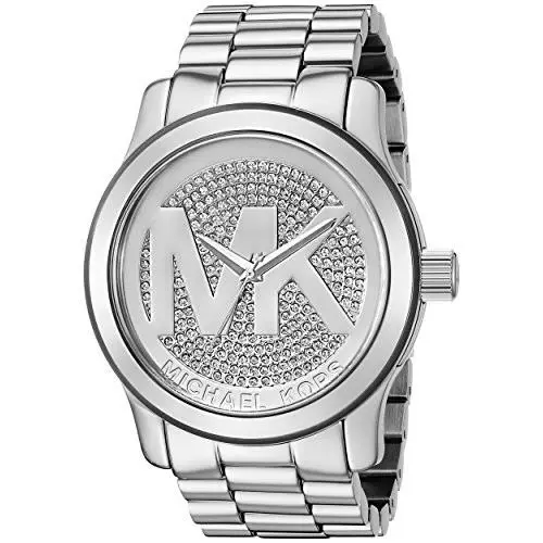 Michael Kors MK5544 Runway Silver Pave Stainless Steel Logo Unisex Watch