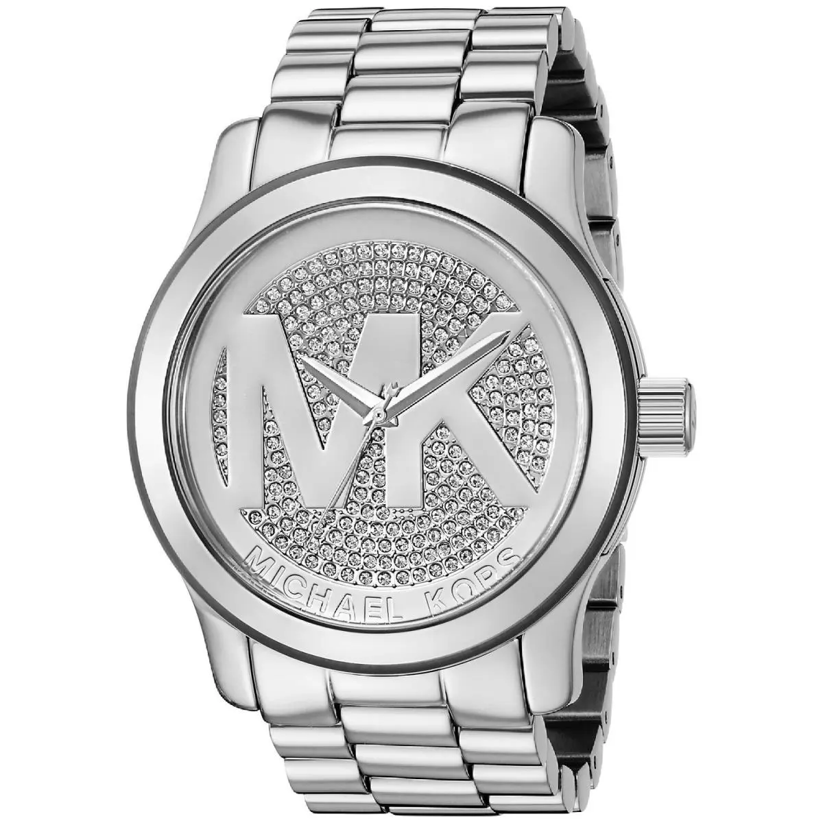 Runway 45MM MK5544 Silver Pave Stainless Steel Logo Unisex Watch by Michael Kors