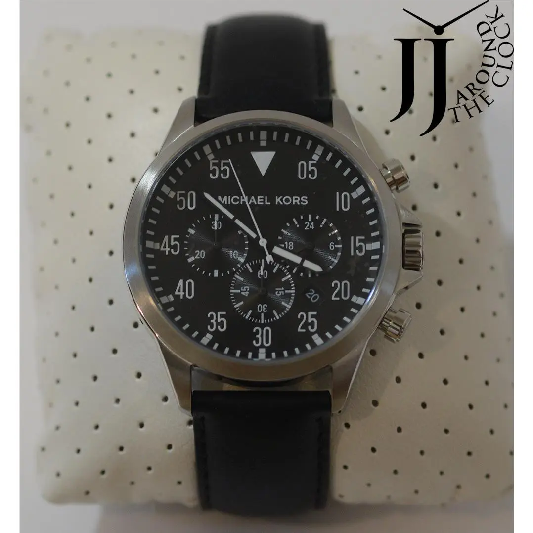 Michael Kors Men`s Gage Black Leather Chronograph Watch MK8442