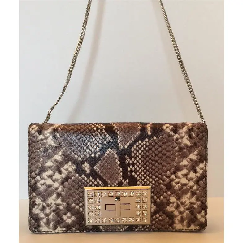 Michael Kors Ellie Shoulder Bag Embossed Natural -leather Silver Hardware Medium