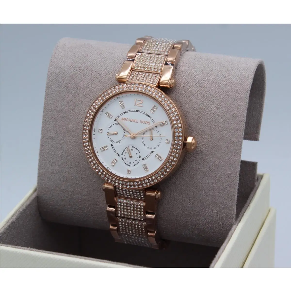 Michael Kors Parker Rose Gold Crystals Pave Women`e MK6760 Watch