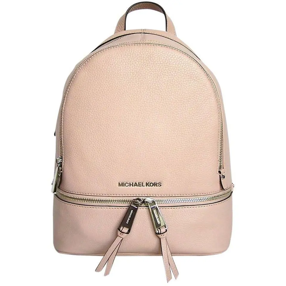 Michael Kors Rhea Zip Backpack Ballet Light Pink Venus Leather Travel Bag
