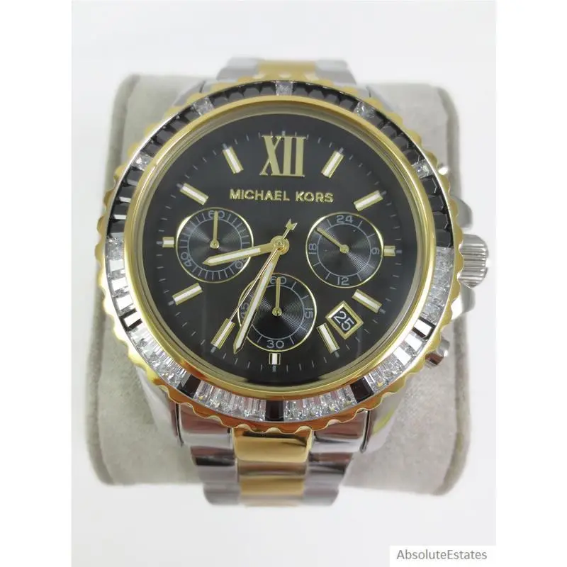 Everest Two Tone Gold Silver Black Chronograph Watch MK7209 by Michael Kors