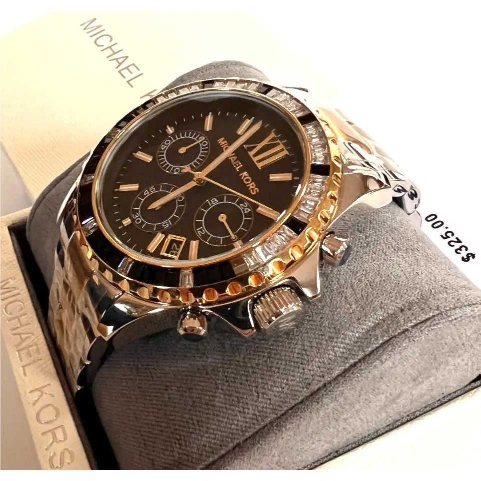 Michael Kors MK7209 Womens Everest Pavé Two-tone Chronograph Watch Bnwt/box