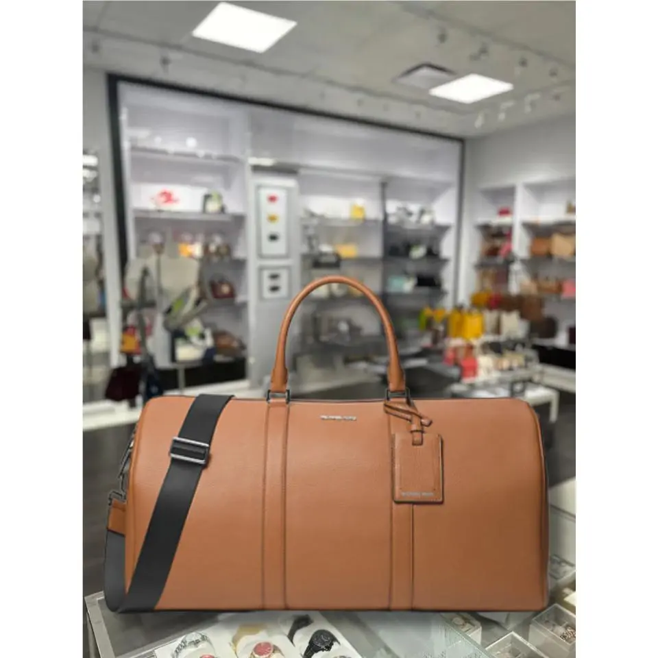 Michael Kors Cooper Men Carry-on Duffle Pebbled Leather Travel Luggage Bag