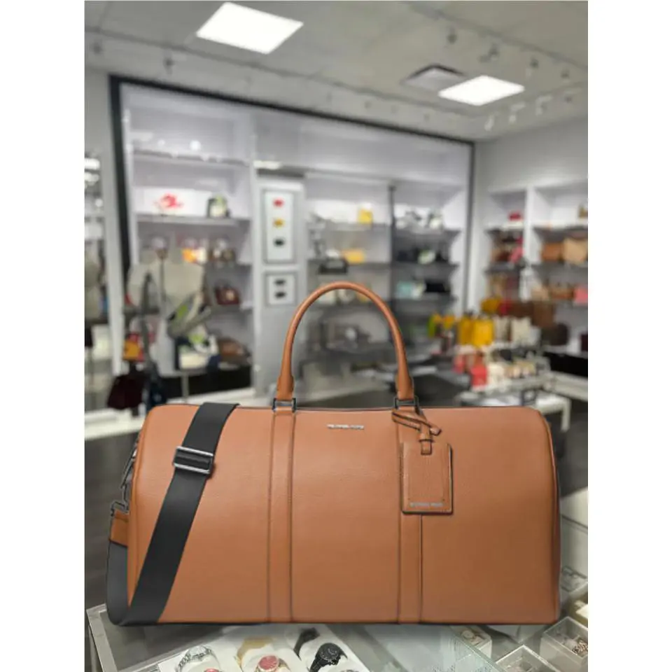 Michael Kors Cooper Men Carry-on Duffle Pebbled Leather Travel Luggage Bag
