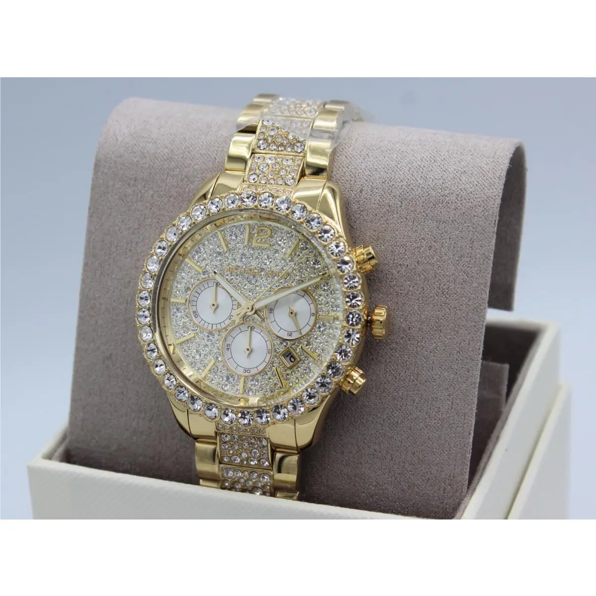 MK6977 Oversized Layton Pavé Gold-tone Quartz 42MM Ladies Watch by Michael Kors
