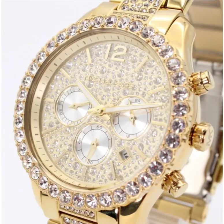 Michael Kors MK6977 Oversized Layton Pavé Gold-tone Quartz 42MM Ladies Watch