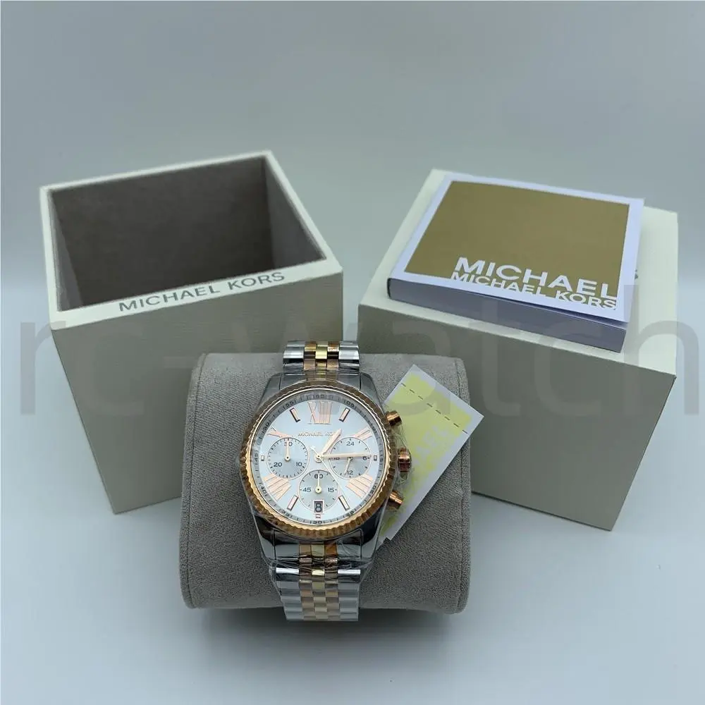 Michael Kors MK5735 Lexington Chronograph Tri Tone Silver Dial Women`s Watch