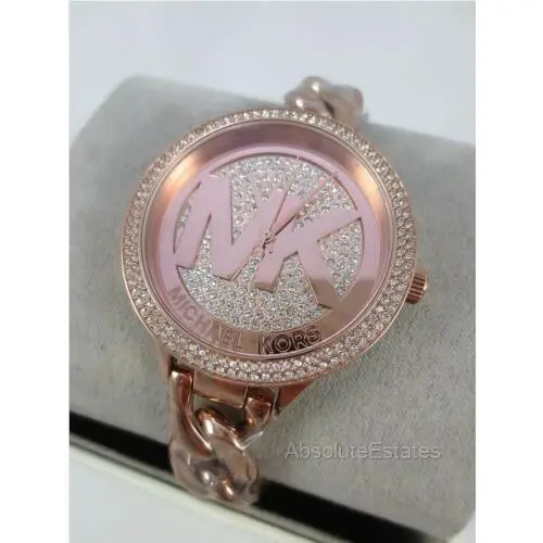 Michael Kors Slim Runway Rose Gold Stainless Steel Crystal Watch MK3475