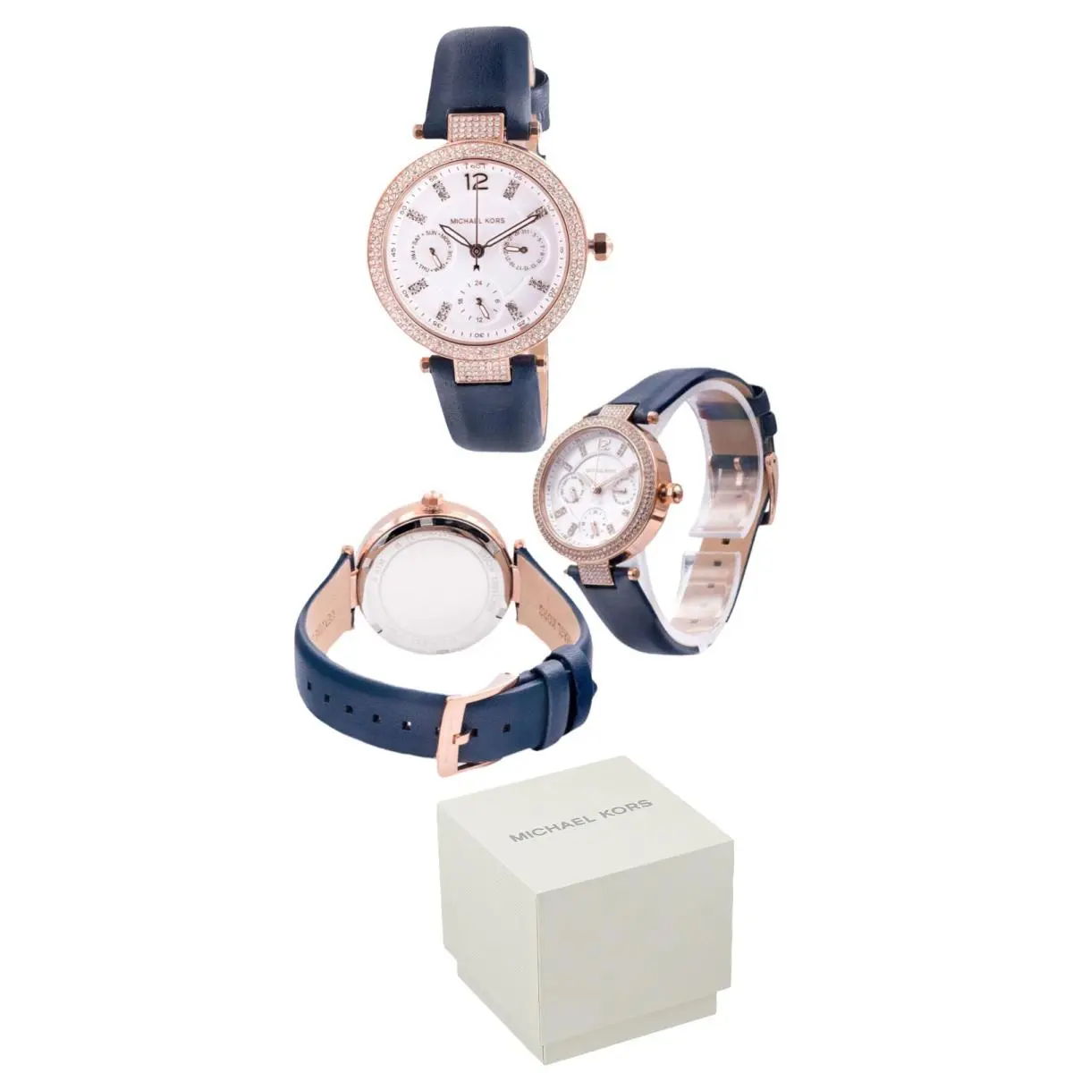 Michael Kors MK2915 Parker Multifunction Navy Leather Ladies Watch