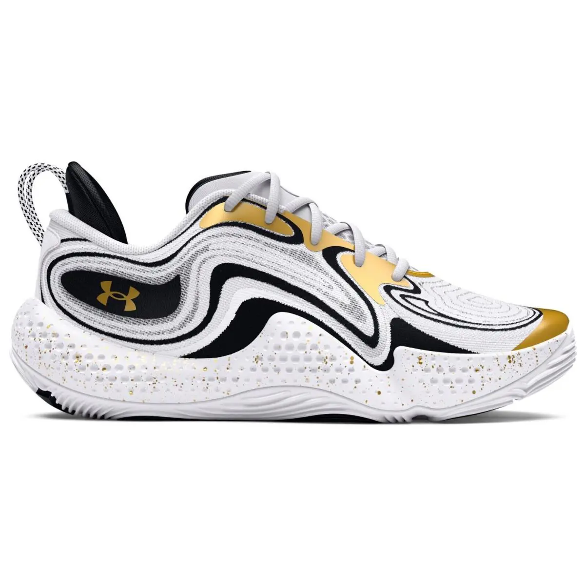 Under Armour Spawn 6 UA Gold White Men`s Basketball Shoes - White / Black / Metallic Gold