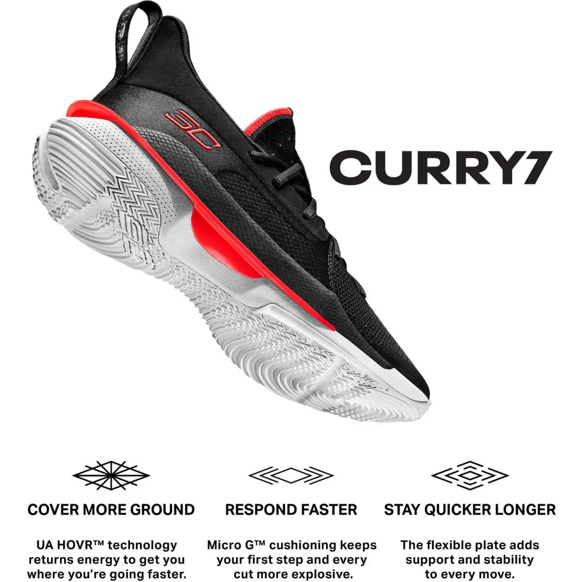 Under Armour shoes - Curry 7 - Curry - 3021258-001 - Black, Manufacturer: Black / White / Beta Red 7