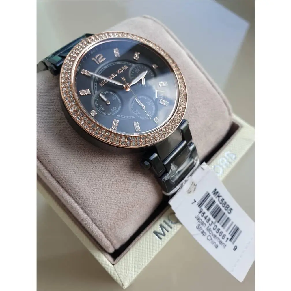 Michael Kors Women`s Parker MK5885 Black Stainless-steel Analog Watch