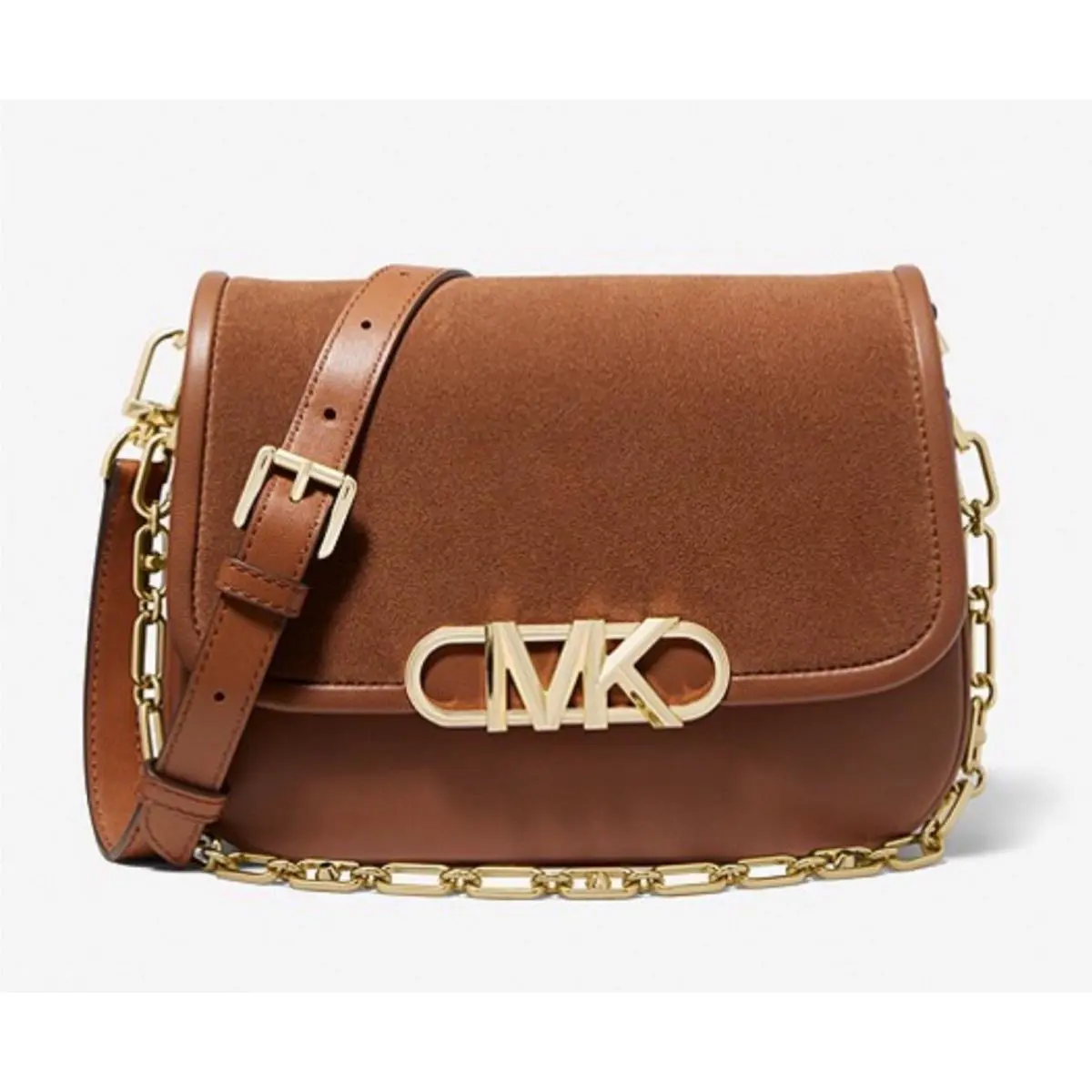Michael Kors Parker Medium Suede Messenger Bag Luggage