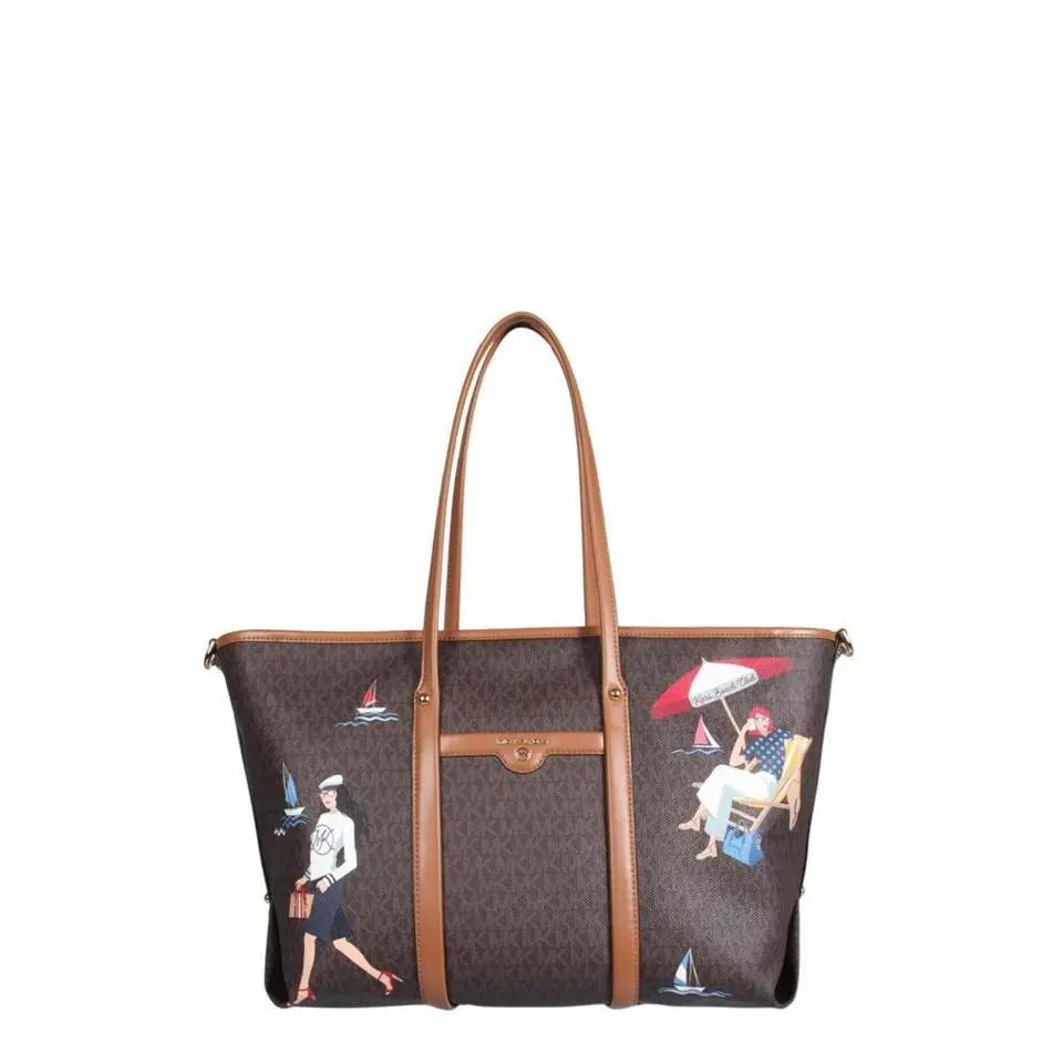 Michael Kors Signature Jet Set Sailor Girls Beck X-large Tote Bag Brown Multi