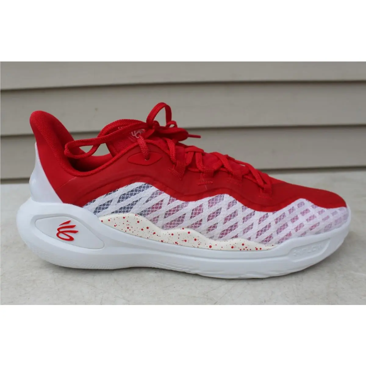 Under Armour Curry 11 Team Flow Shoes Mens Size 12.5 Red White Basketball