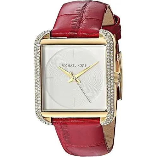 Michael Kors Lake Gold Watch Red Croc Leather+pave Crystals WATCH-MK3829
