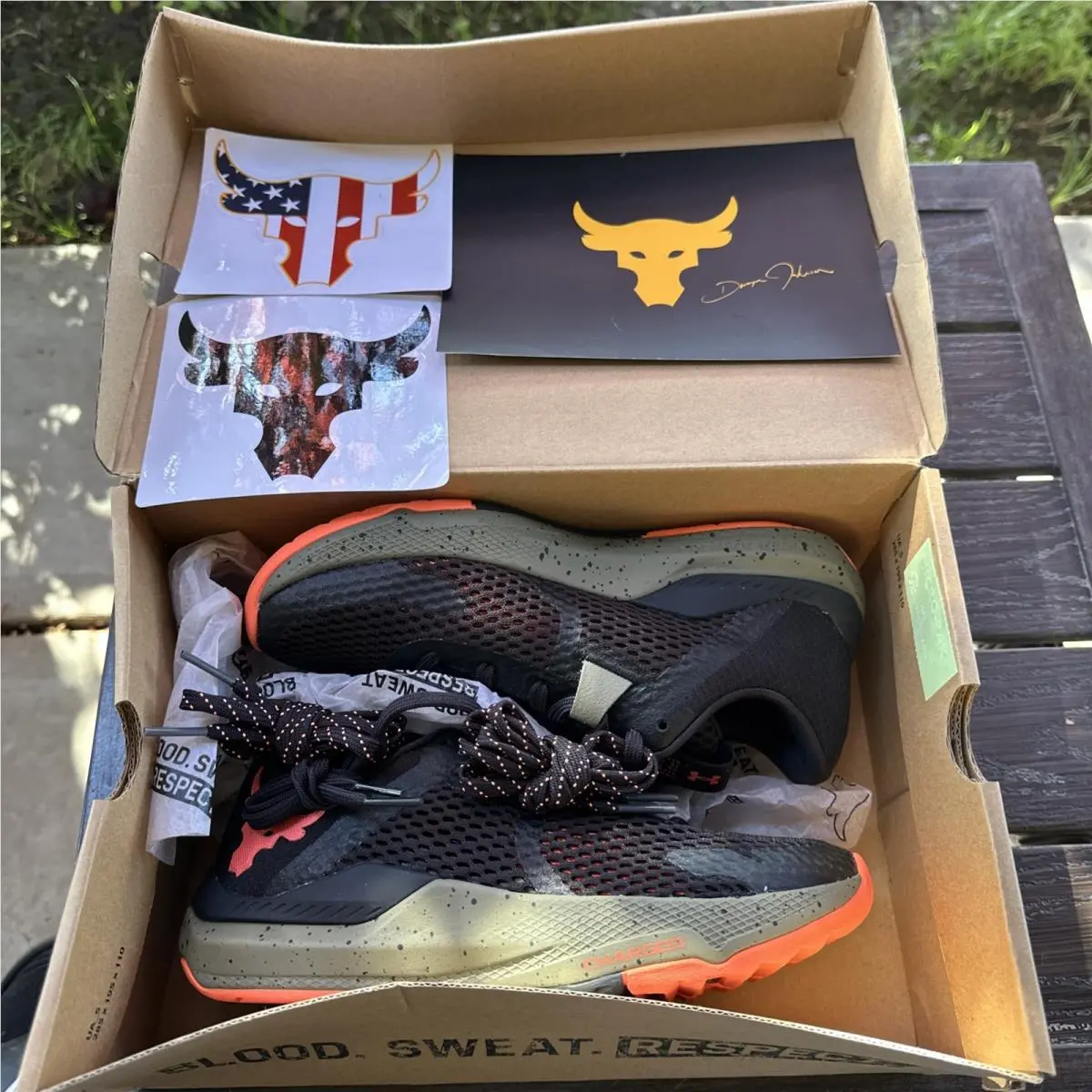 Under Armour UA Project Rock Bsr 2 Black Green Orange Men US 3.5 /women US 5