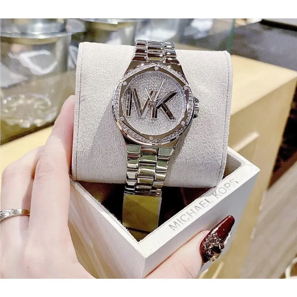Michael Kors MK7234 Lennox Pave Glitz Crystal Silver-tone Watch G/box
