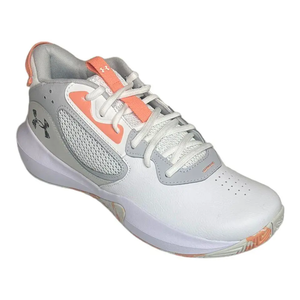Under Armour Lockdown 6 Basketball Shoes Unisex White Peach Size M 10 or W 11.5 - White Peach