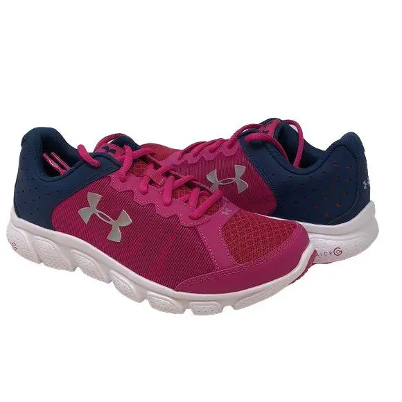 Under Armour Girl`s Micro G Assert Shoes Size 5.5 Y - Rose/Marine