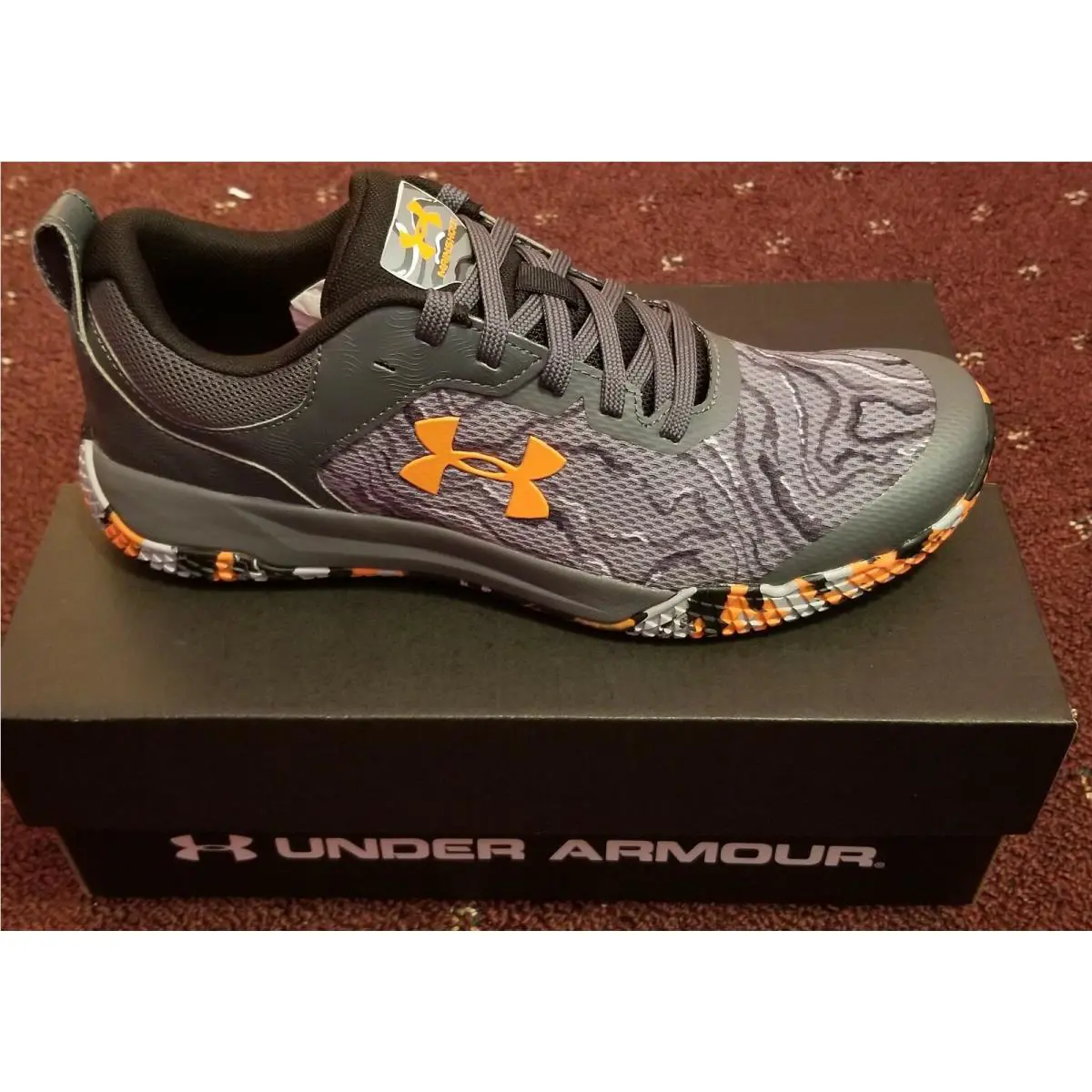 Kid`s Under Armour Mainshock GS 3022865-100 Gray Athletic Lace-up Sneaker 11K