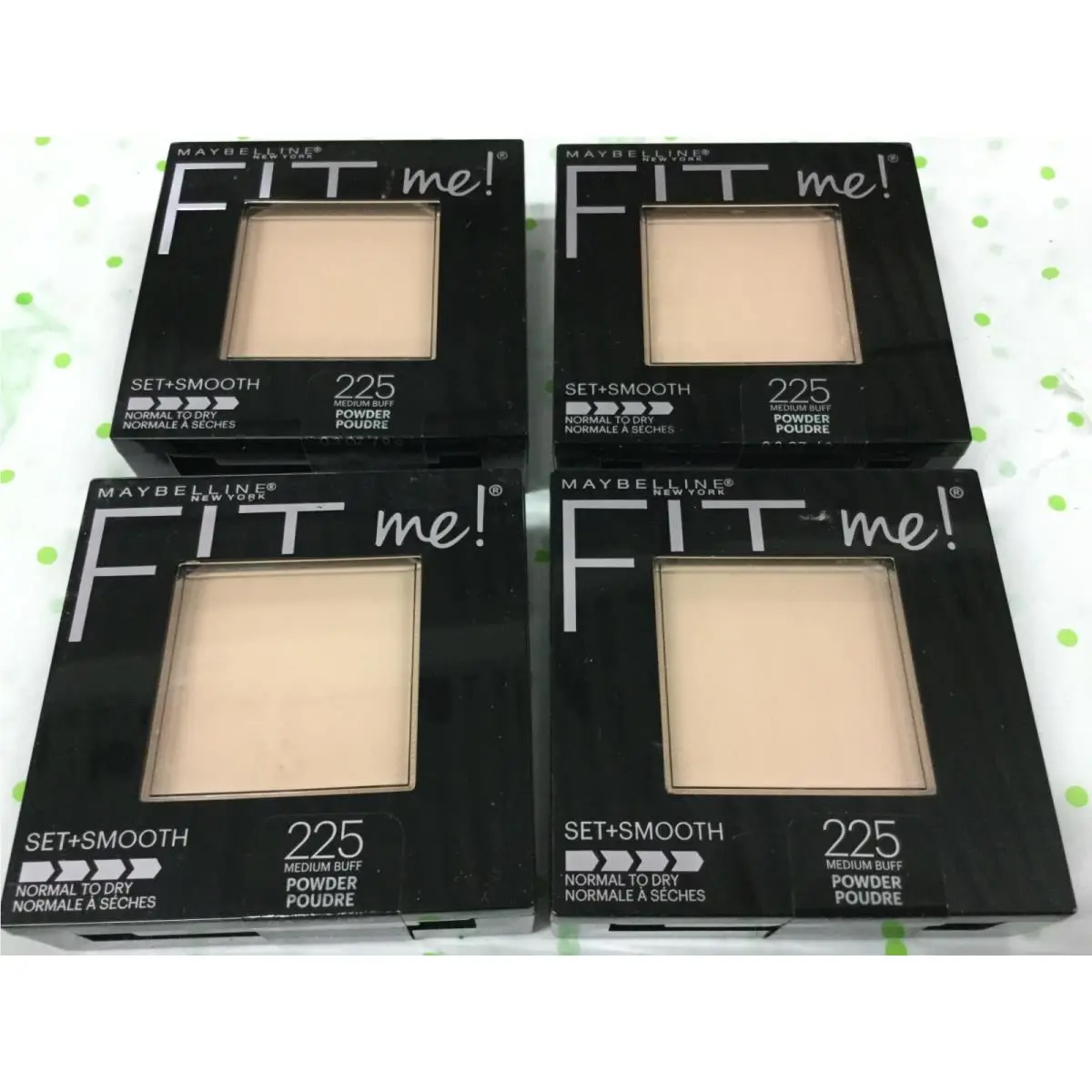 4 X  New York Fit Me Set + Smooth Pressed Powder 0.3 Oz. Choose Shade #225 Medium Buff by Maybelline