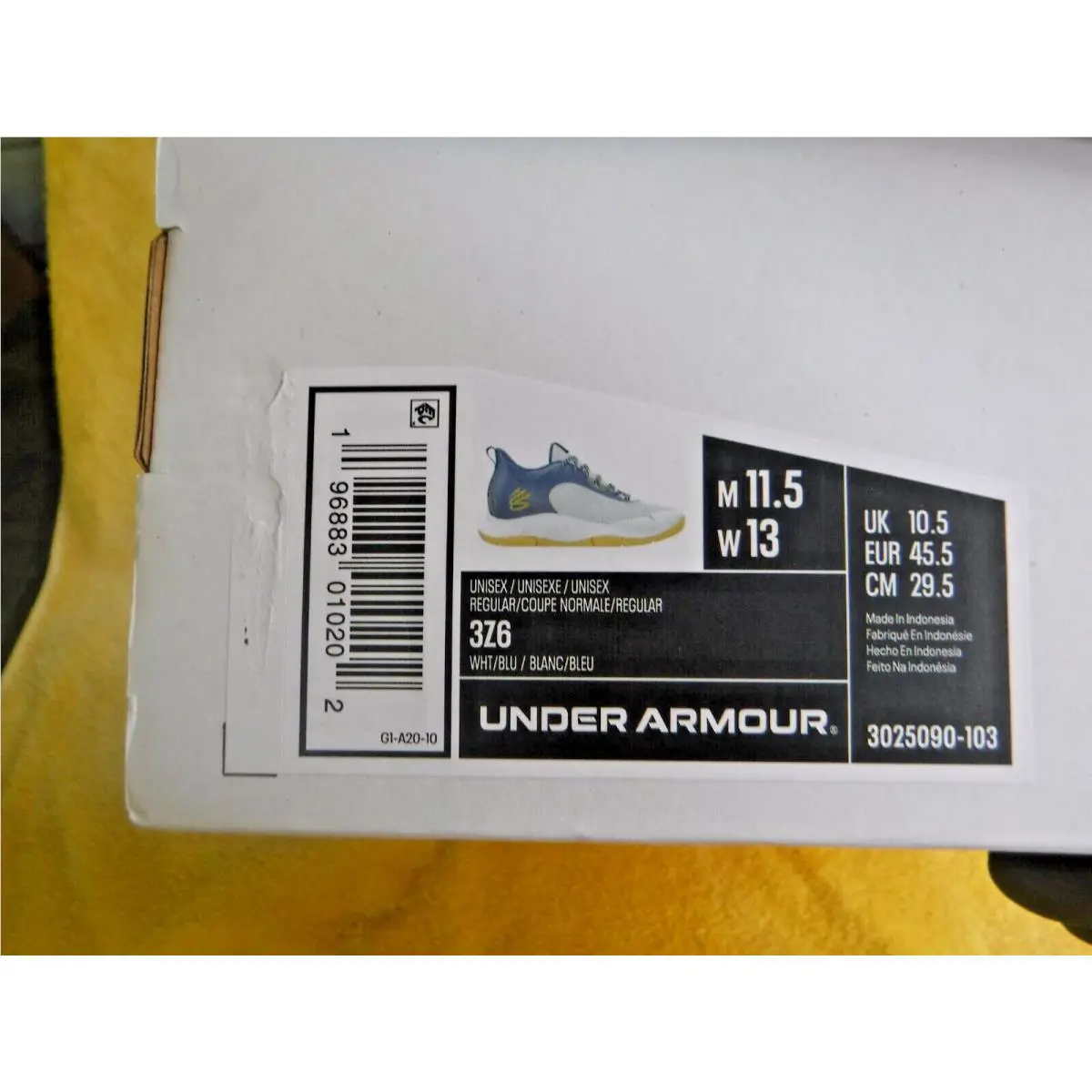 Under Armour shoes - Under Armour Curry 3Z6 - Curry - ART 3025090-103 - BLUE/WHITE W/ YELLOW (UPC: 196883010202) 15