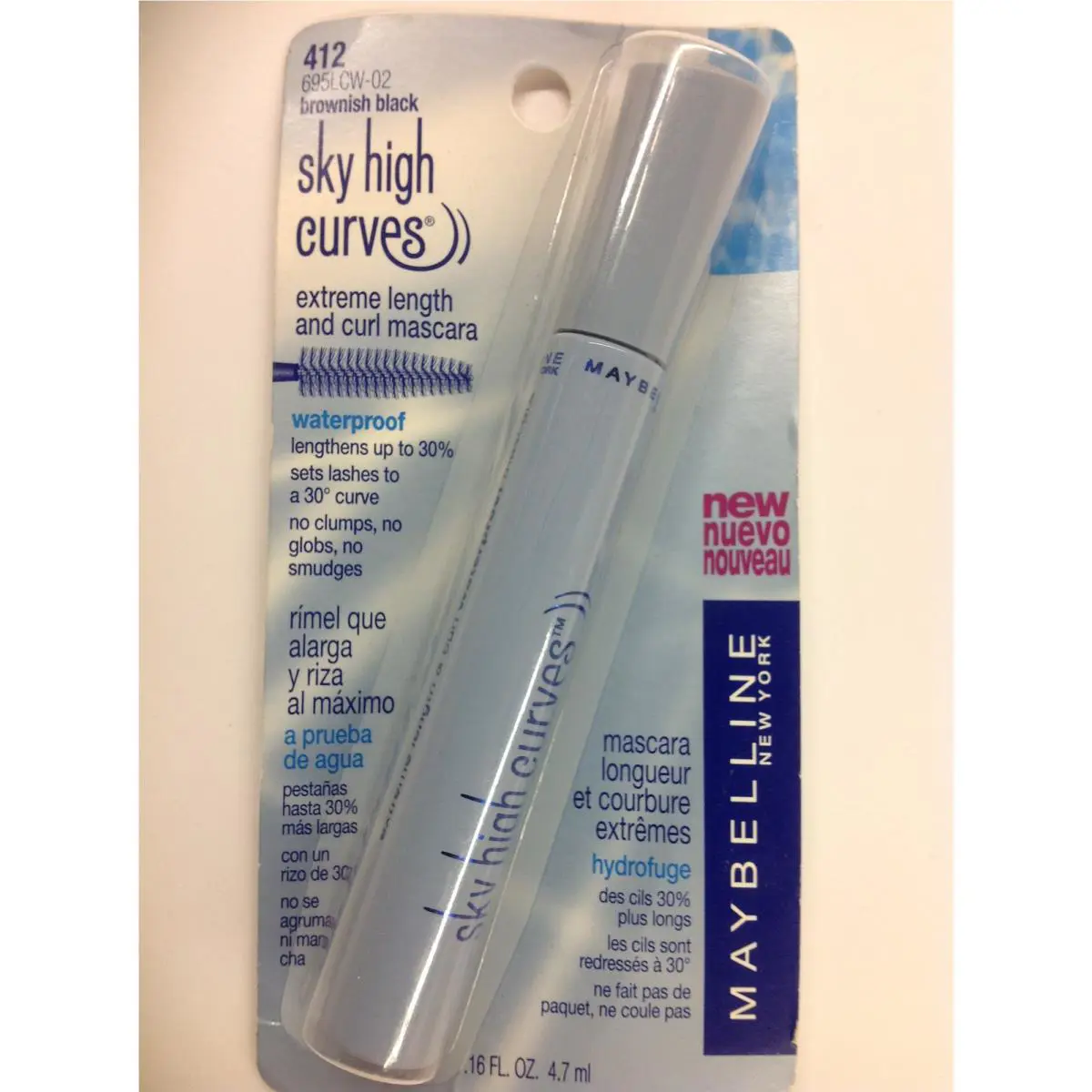 Maybelline Mascara Sky High Curves 412 Brown Black Waterproof New